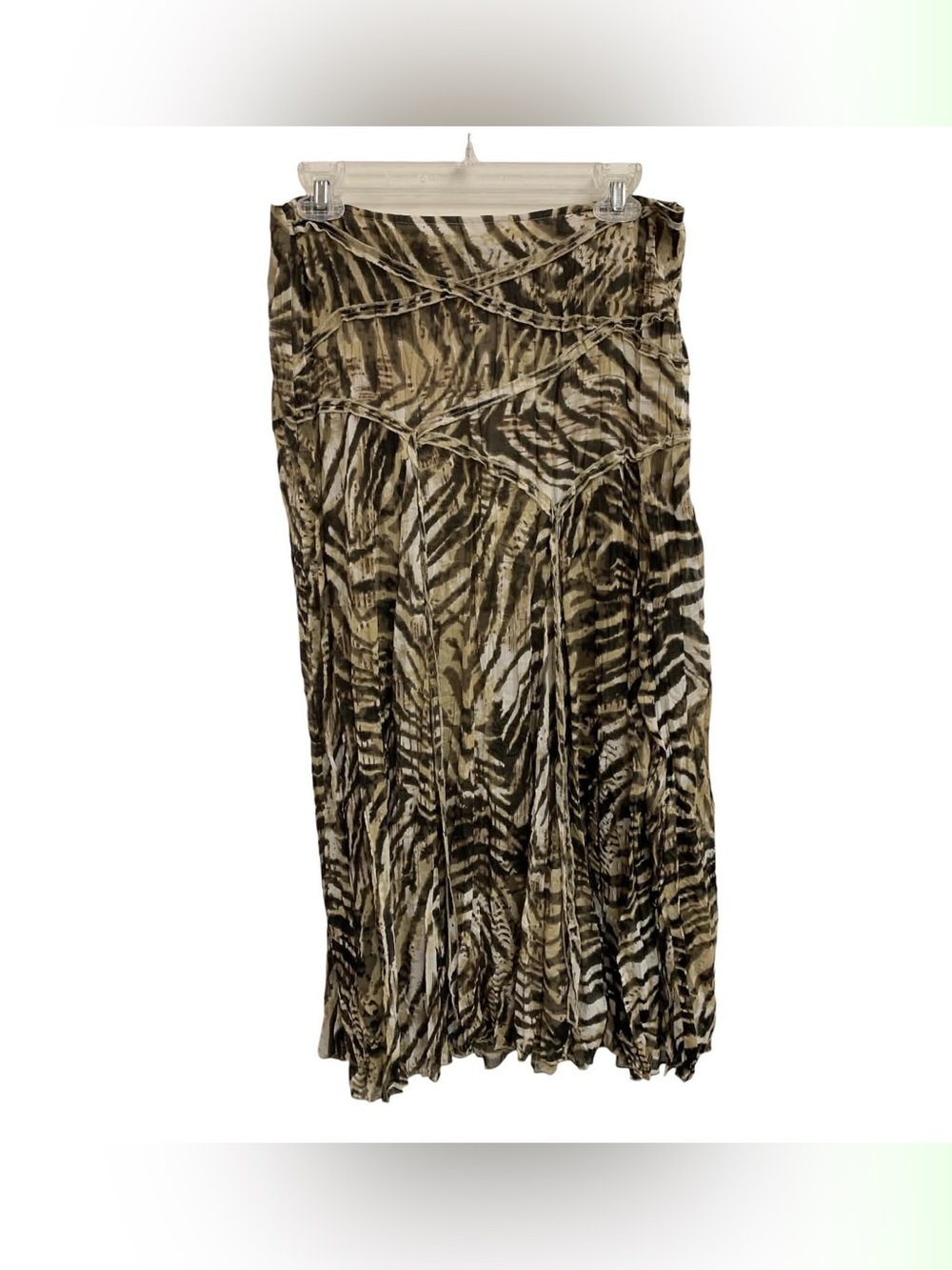 Tribal Zebra-Print Flowy Maxi Skirt - Beige & Black Size S